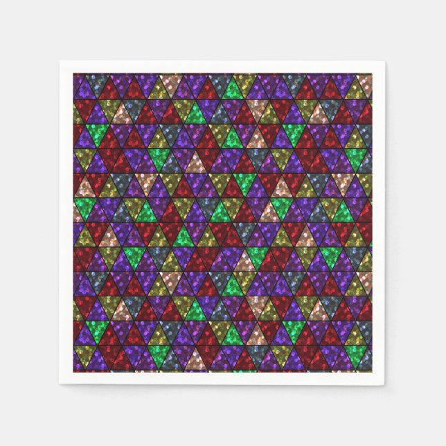 Guardanapo De Papel Glitter. Vermelho, verde, roxo. (Frente)