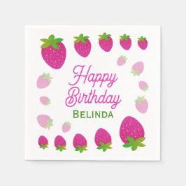 Guardanapo De Papel Glitter Y2K Morango Berry Aniversário