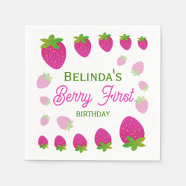 Guardanapo De Papel Glitter Y2K Strawberry Berry Primeiro primeiro ani