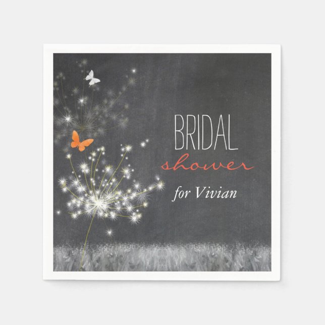 Guardanapo De Papel Glittering Dandelions - Partido Chá de panela (Frente)