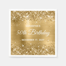 Guardanapo De Papel Glittery Gold Foil Glam 50th Birthday