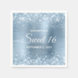 Guardanapo De Papel Glittery Light Blue Foil Sweet 16