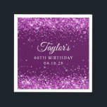 Guardanapo De Papel Glittery Purple 60th Birthday<br><div class="desc">Crie os seus 60º guardanapos de papel para celebração de festas de aniversário. O design tem brilho roxo cintilante cintilante e clássico numa cor de fundo roxa sólida e sólida personalizável. Personalize os estilos de fonte para criar seu próprio livro convidado sua ocasião especial. A elegante caligrafia combinada com uma...</div>