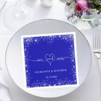 Glitz azul-real de prata mr sr. casamento do coraç