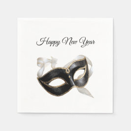 Guardanapo De Papel Glitzy Gold Silver New Year Black Mask