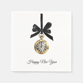 Guardanapo De Papel Glitzy Gold Silver New Year Midnight Hour  