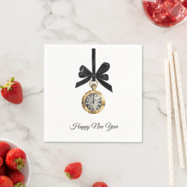 Guardanapo De Papel Glitzy Ouro Prata Ano Novo Hora Meia-Noite