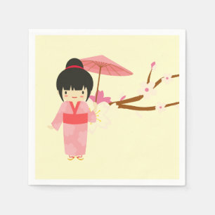 Guardanapo De Papel Glossom Geisha, Flor de Cereja, cor-de-rosa, branc