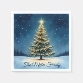 Guardanapo De Papel Glowing Christmas Tree Paper Napkin – Customizable