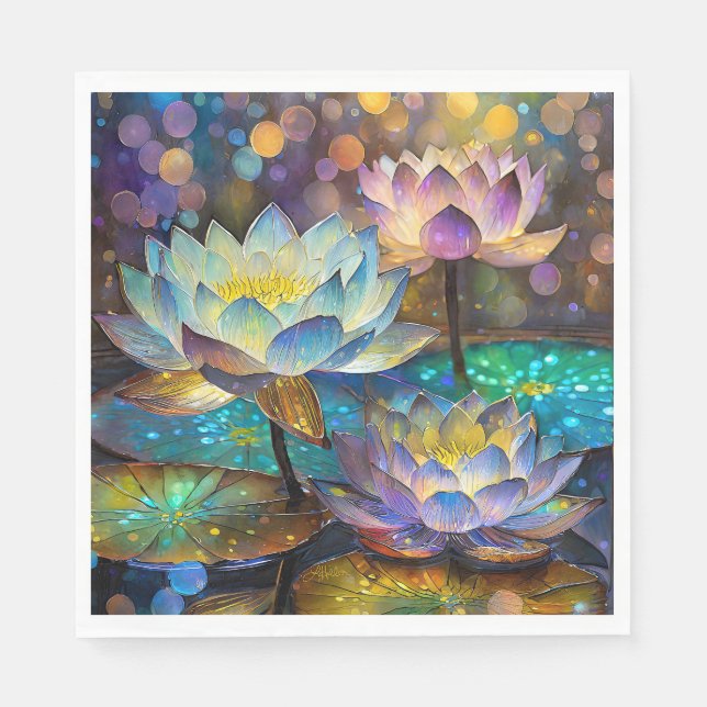 Guardanapo De Papel Glowing Lotus Flowers Trio (Frente)