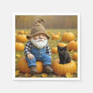 Guardanapo De Papel Gnome Farmer e Black Kitten em Bompkins
