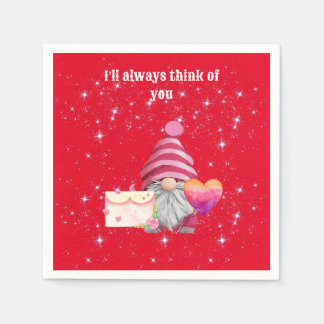 Guardanapo De Papel Gnome in love with rainbow heart