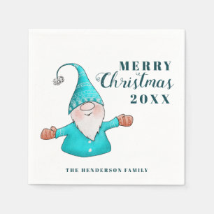 Guardanapo De Papel Gnomo Branco Teal Azul Costeira Azul Bonito Feliz