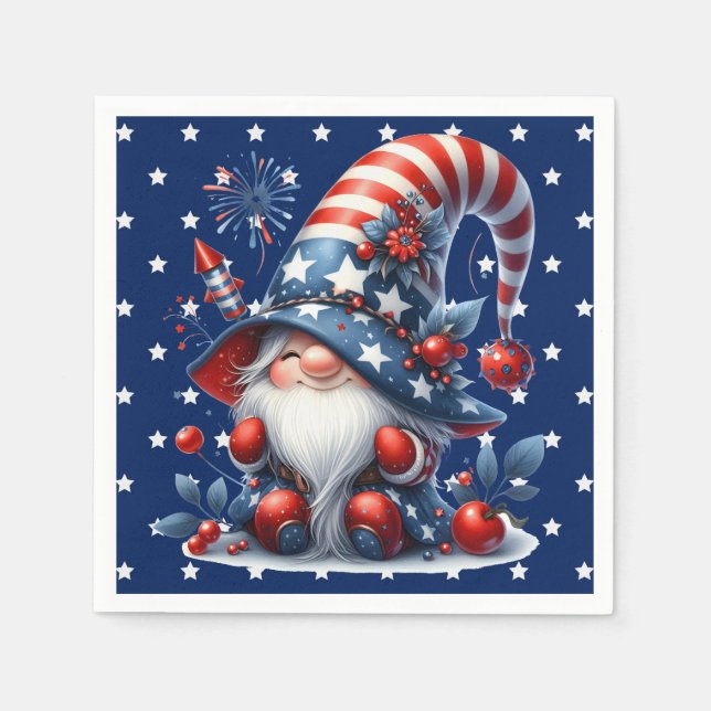 Guardanapo De Papel Gnomo da Celebração de Julho (Frente)