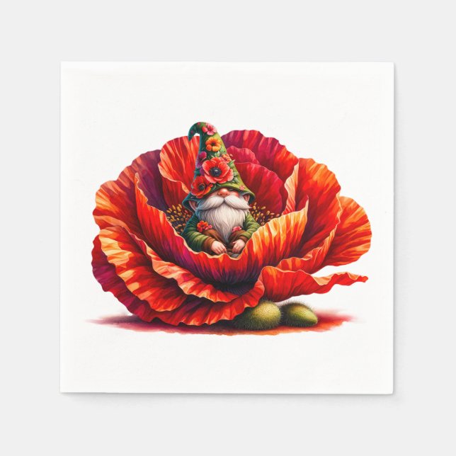 Guardanapo De Papel Gnomo do Jardim de Aquarela Whimsic (Frente)