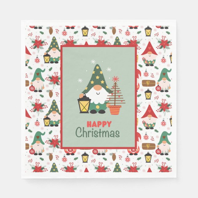 Guardanapo De Papel Gnomo Feliz Natal (Frente)