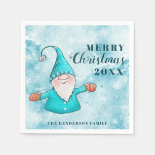 Guardanapo De Papel Gnomo Gnomo Azul Azul Costeiro Feliz Natal