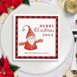 Guardanapo De Papel Gnomo Moderno e Bonito Personalizado Feliz Natal