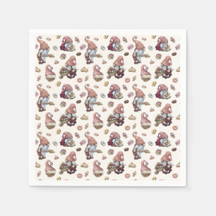 Guardanapo De Papel Gnomos Assando Cupcakes Donuts Tendente Adorável