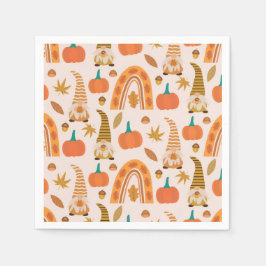Guardanapo De Papel Gnomos de Ação de Graças com Pumpkins e Folhas