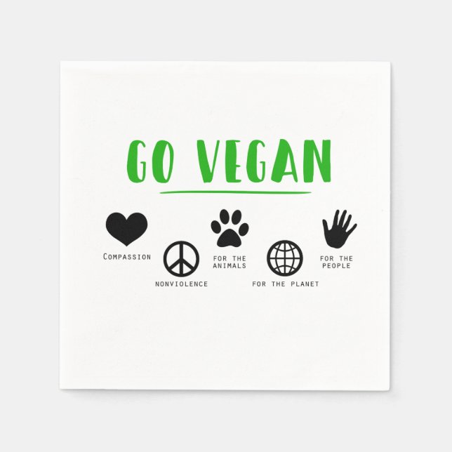 Guardanapo De Papel Go Vegan Cote Comida Party Napkin (Frente)