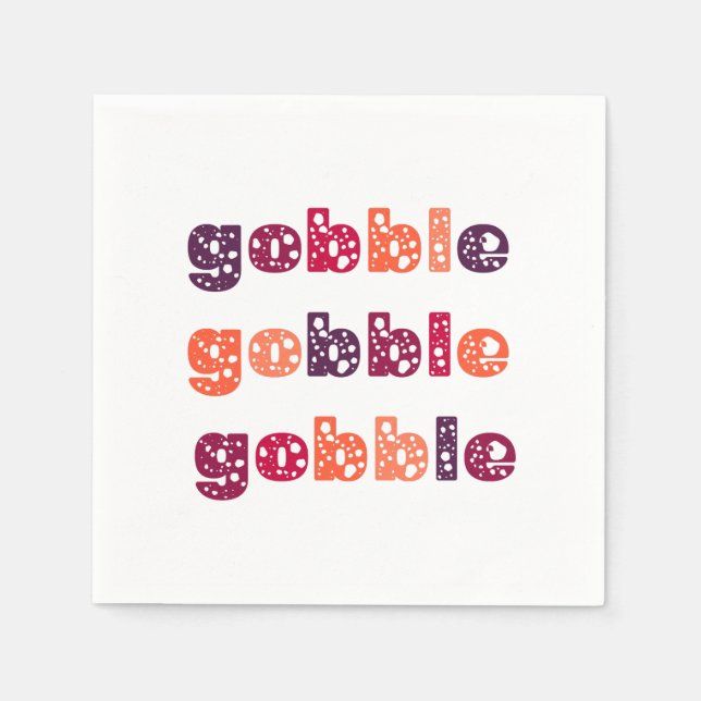 Guardanapo De Papel Gobble Gobble Gobble - Ação de Graças (Frente)