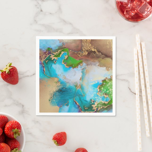 Guardanapo De Papel Gode faux gold blue green stone agate chic (Insitu)