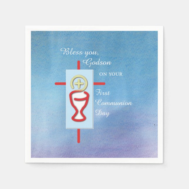 Guardanapo De Papel Godson, Primeira Comunhão, Azul (Frente)