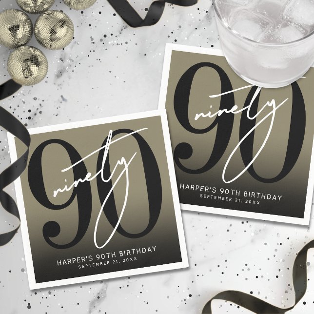 Guardanapo De Papel Gold 90th Birthday Party (Gold 90th Birthday Party Napkins)
