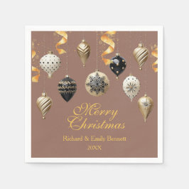 Guardanapo De Papel Gold and Black Christmas Baubles