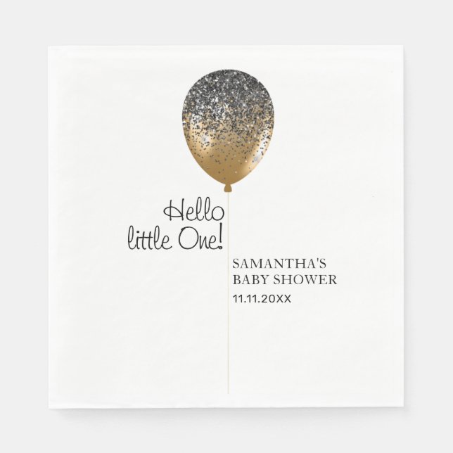 Guardanapo De Papel Gold Balloon Baby Shower Celebration (Frente)