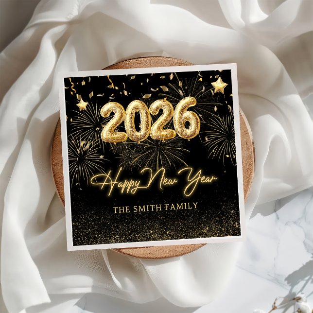 Guardanapo De Papel Gold Balloon New Years Eve Party Paper Napkin (Criador carregado)