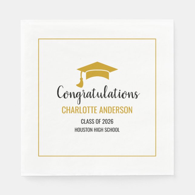 Guardanapo De Papel Gold Congrats Graduation (Frente)
