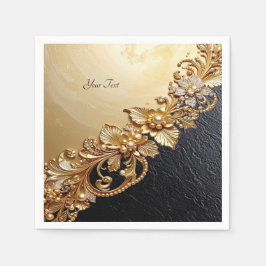 Guardanapo De Papel Gold Floral Embellishments