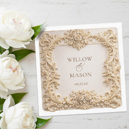 Guardanapo De Papel Gold  Floral Frame Paper Wedding Napkins
