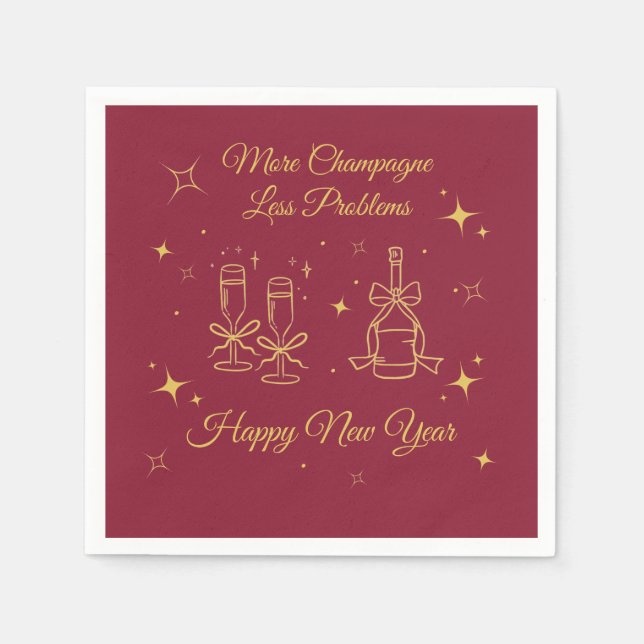 Guardanapo De Papel Gold Line Art New Year Design (Frente)