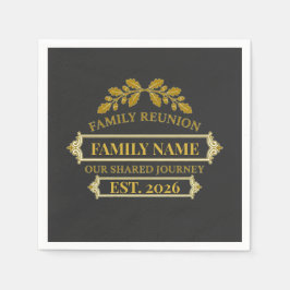 Guardanapo De Papel Gold Oak Leaf Family Reunion Custom Name and Year