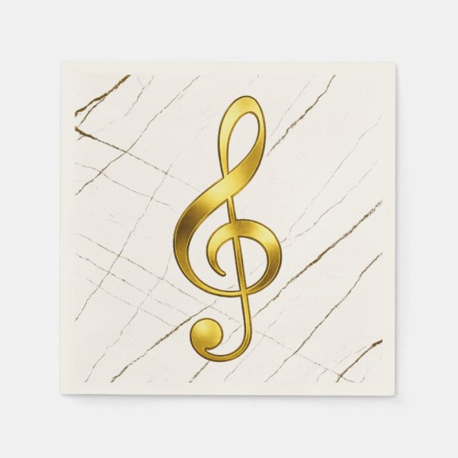 Guardanapo De Papel Gold Treble Clef Marble Home Decor (Frente)