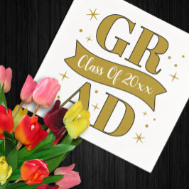 Guardanapo De Papel Gold & White Graduation Party