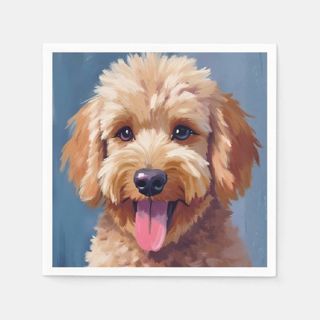 Guardanapo De Papel Golden Doodle | Dog Watercolor Painting Pet (Frente)
