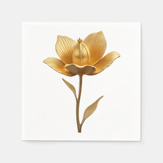 Guardanapo De Papel Golden Flower Paper Napkin (Frente)