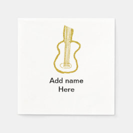 Guardanapo De Papel Golden glitter acoustic guitar add name doodle