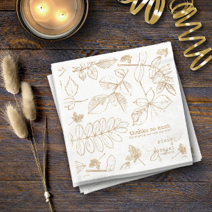 Guardanapo De Papel Golden Leaf Pattern Wedding ID655