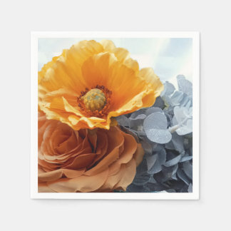 Guardanapo De Papel Golden Petals and Grey Foliage Napkin