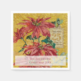 Guardanapo De Papel Golden Poinsettia | Personalized Christmas 20XX