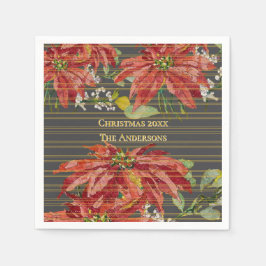Guardanapo De Papel Golden Poinsettia | Personalized December 25