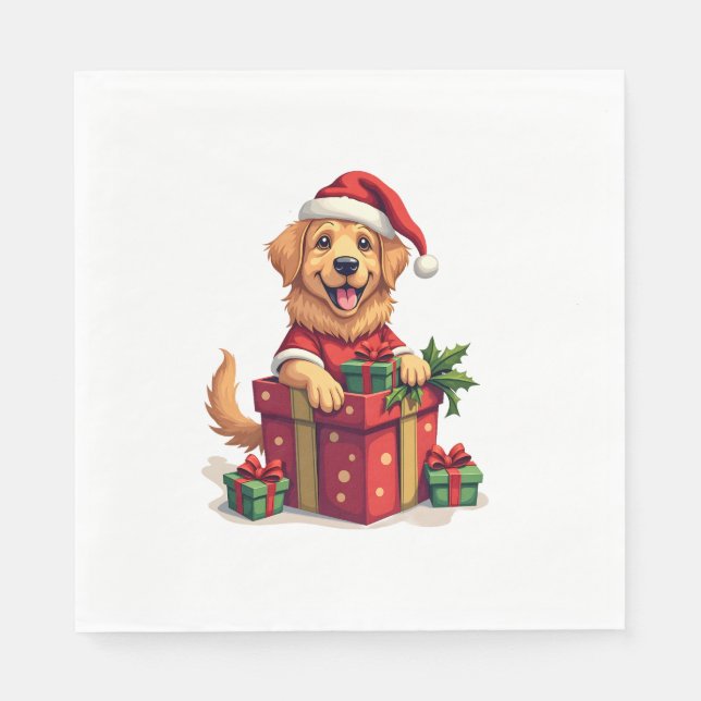 Guardanapo De Papel Golden Retriever Gift Wrap (Frente)