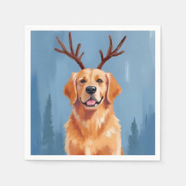 Guardanapo De Papel Golden Retriever Reindeer Antlers Christmas Dog