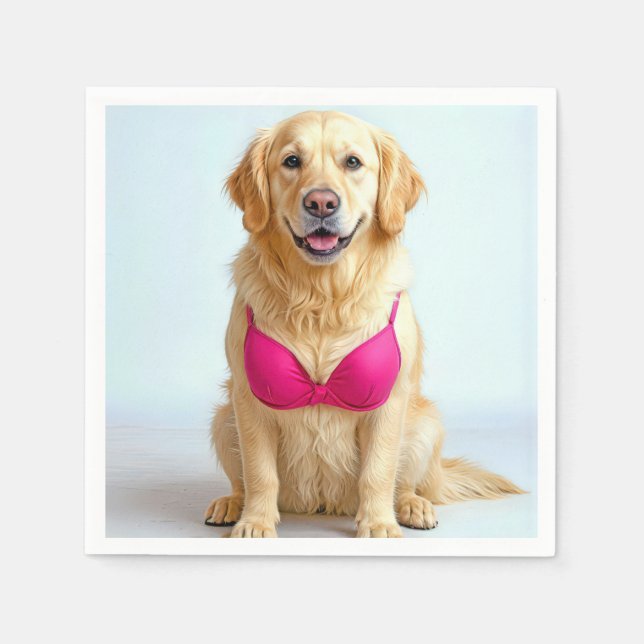 Guardanapo De Papel Golden Retriever Wearing a Pink Bra (Frente)