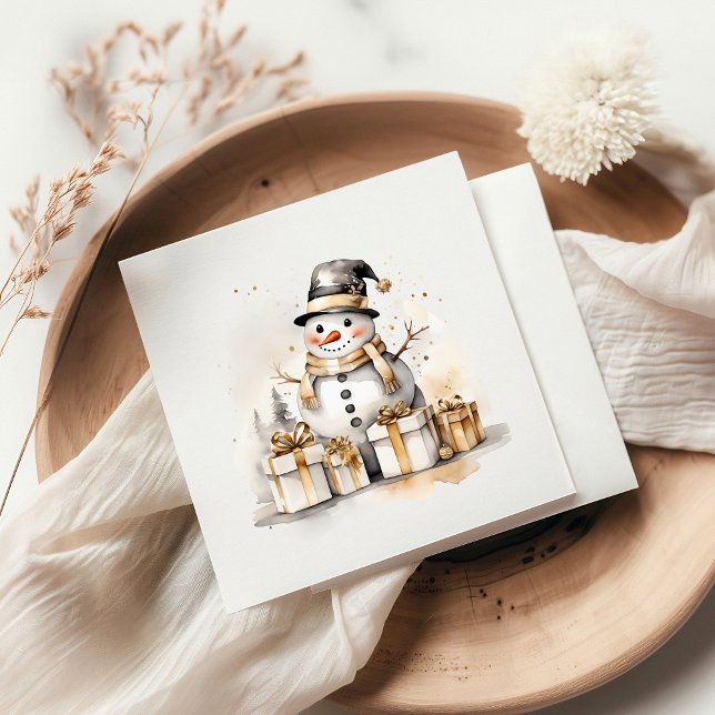 Guardanapo De Papel Golden Snowman: Add Elegance to Your Holiday Deco (Criador carregado)